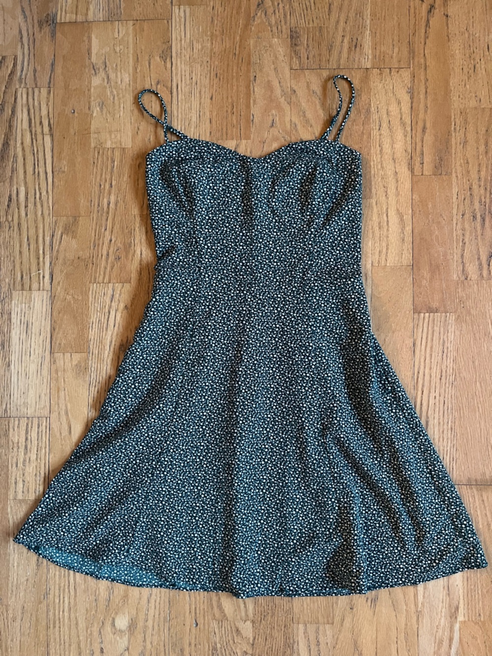 Abercrombie & Fitch dark green & cream floral Mini Dress with adjustable straps